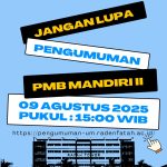 Pengumuman Hasil Seleksi Mahasiswa Baru Jalur Mandiri II